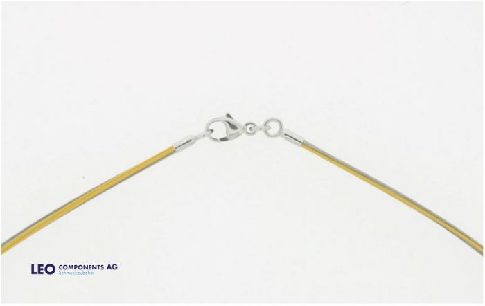 collier en acier inoxydable avec embouts et mousqueton en argent 925 / bicolore (acier/doré)