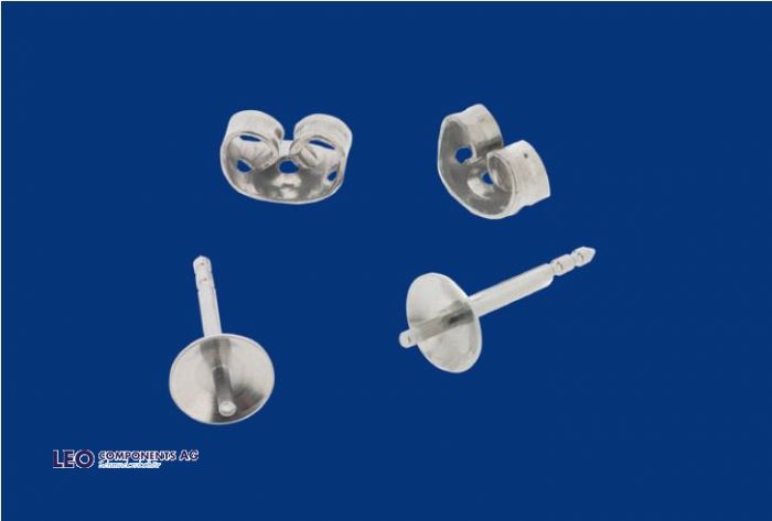 ear stud with frame and pin / incl. ear nut  / stainless steel 