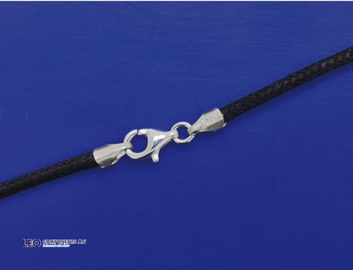 cotton cord waxed with end caps and lobster clasp / 925 Silver