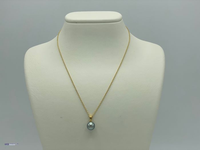 45cm 14ct yellow gold chain with tahitian pearl