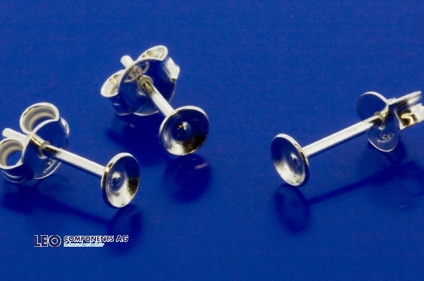 ear stud with frame without pin / incl. ear nut / 925 silver