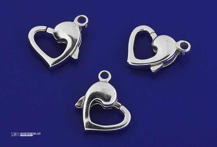 carabiner with closed eyelet / heart form / 925 silver