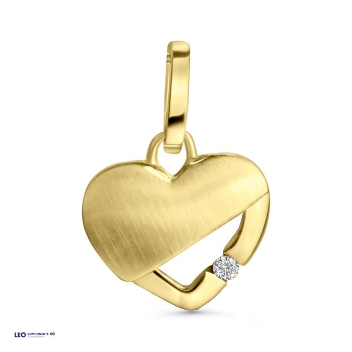 pendant heart 10x8,5mm with zirconia / gold