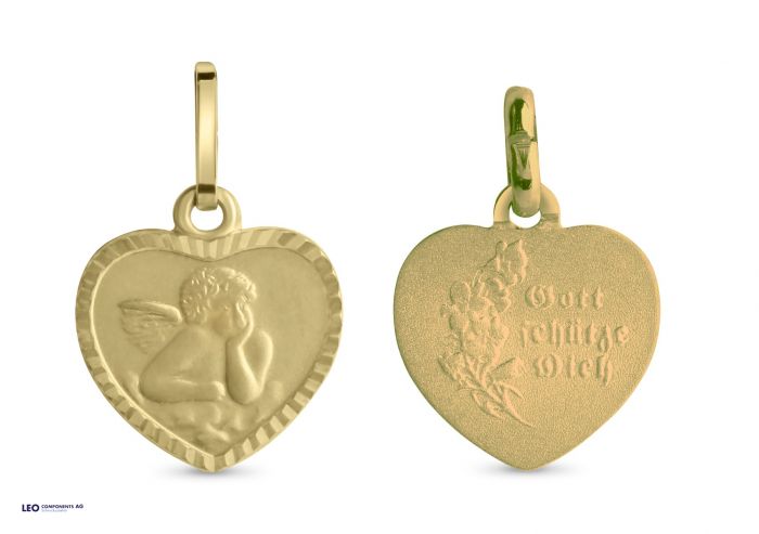 pendant heart with gravure polished/matt/diam 11x12mm / gold 