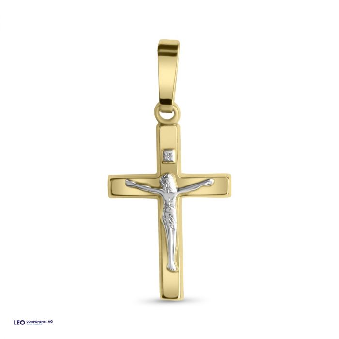pendentif croix poli bicolore 11,4x18,9mm / l'or