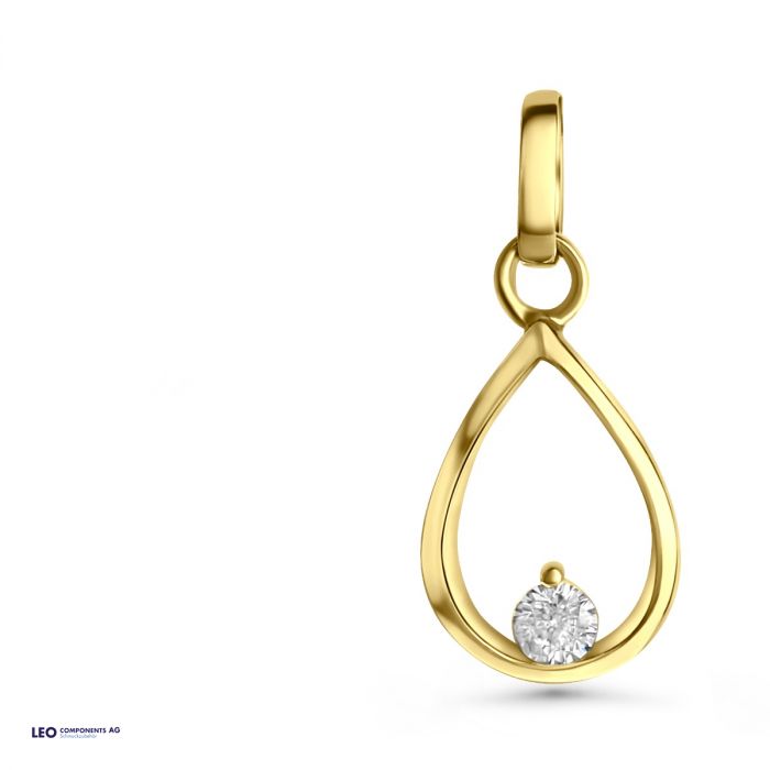 pendant polished 8x11,5mm with zirconia / gold 
