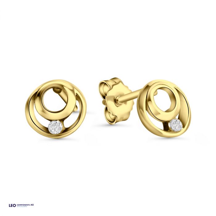 ear stud 7,7x7,6mm with zirconia / gold 