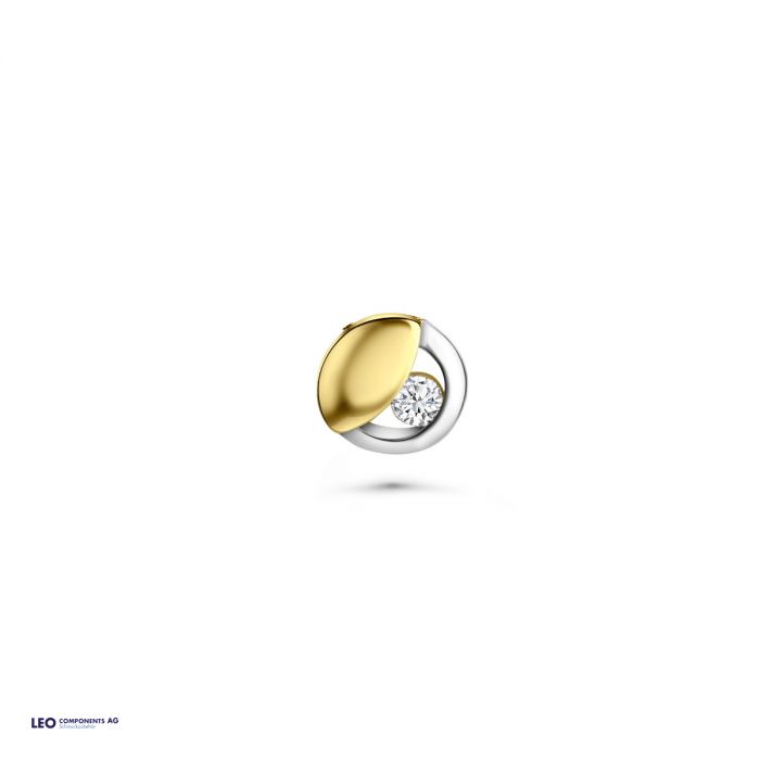 pendant polished bicolor 9,5mm with zirconia / gold 