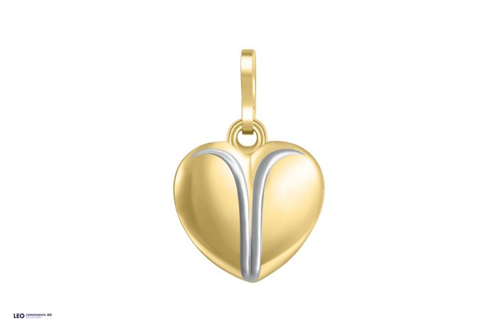 pendant heart polished bicolor 11x12mm / gold 