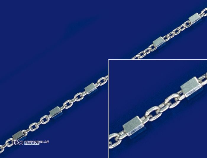 anchor chain with cubes and lobster clasp (ø1.1mm) / 925 silver