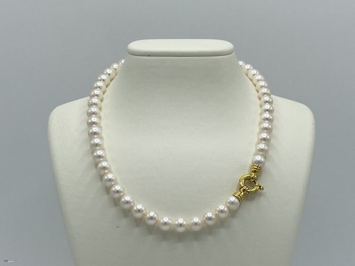 freshwater pearl necklace with 13mm spring ring 9ct yellow gold