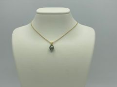 40cm 14ct yellow gold chain with tahitian pearl