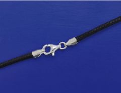 cotton cord waxed with end caps and lobster clasp / 925 Silver