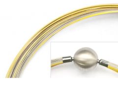 collier en acier inoxydable avec fermoir à tête sphérique / bicolore (Ø 3.20 mm, 15 rangées)