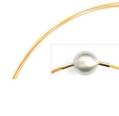 collier en acier inoxydable avec fermoir à tête sphérique / doré (Ø 2.5 mm, 7 rangées)