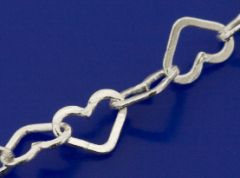 heart chain hammered with lobster clasp (ø 4.5 x 3.3 mm) / 925 silver