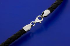 braided leather cord (synthetic) with end caps and lobster clasp (ø 2.5 mm)