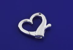 carabiner with thread hole / heart form / 925 silver