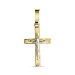pendentif croix poli bicolore 11,4x18,9mm / l'or