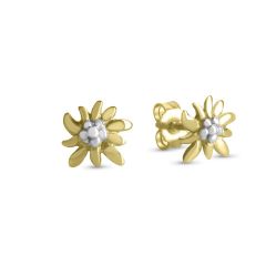 ear stud edelweiss polished bicolor 8mm / gold 