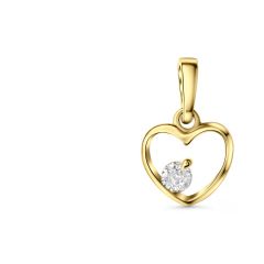 pendant heart polished 8x7mm with zirconia / gold 