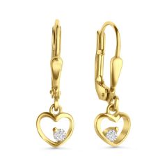 earring heart polished 6x5mm with zirconia (earring: 8x15mm) / gold 