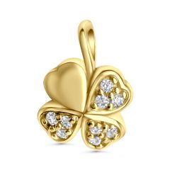 pendant cloverleaf polished bicolor 6,5x11mm with zirconia / gold 