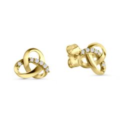 ear stud polished bicolor 8mm with zirconia / gold 