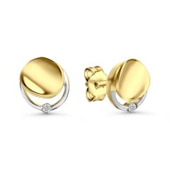 ear stud polished bicolor 7x8,4mm with zirconia / gold 