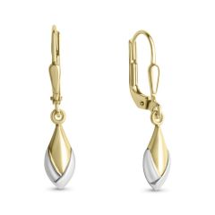 earring polished bicolor 5x13mm (earring: 8x15mm) / gold 