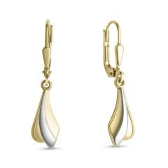 earring polished bicolor 6,5x16mm (earring: 8x15mm) / gold 