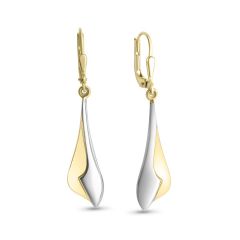 earring polished bicolor 8x28mm (earring: 8x15mm) / gold 