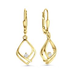 earring pol.bicolor. 10,3x15,5mm with zirconia (earring: 8x15mm) / gold 
