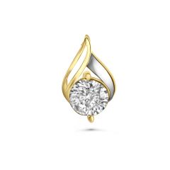 pendant polished bicolor 8,1x13mm with zirconia / gold 