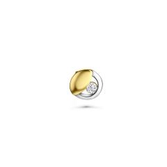 pendant polished bicolor 9,5mm with zirconia / gold 