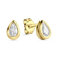 ear stud polished 4,5x6,5mm with zirconia / gold 