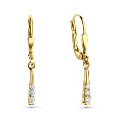 earring polished 2x12,6mm with zirconia (earring: 8x15mm) / gold 