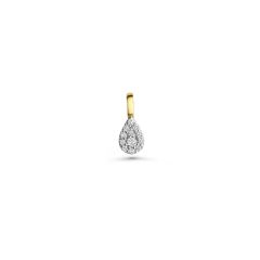 pendant polished bicolor 5x12mm with zirconia / gold 