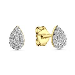 ear stud polished bicolor 4,4x6,7mm with zirconia / gold 